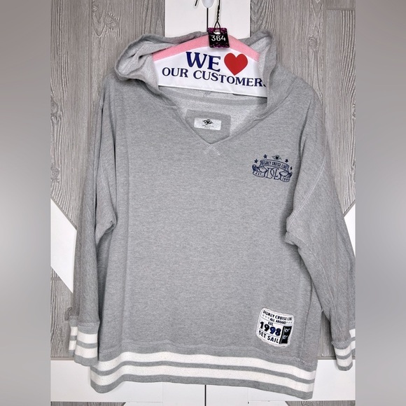 364. Vintage Disney Cruise Line Embroidered Gray Hoodie with Blue Accents M/L - Picture 1 of 5